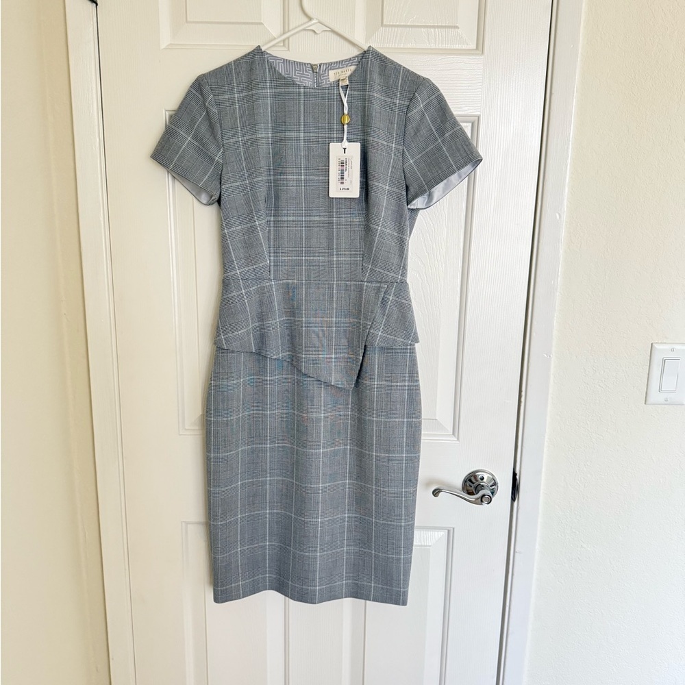 Ted Baker Ariia Working Title Glen Plaid Peplum Dress  | Size 1 (US 2–4) | NWT - Picture 2 of 12